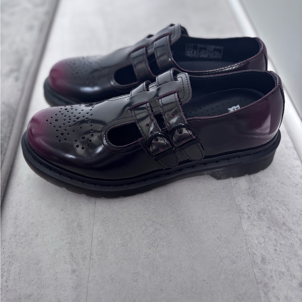 Dr. Martens Black to Burgundy Gradient Mary Jane Loafers - Picture 2 of 4